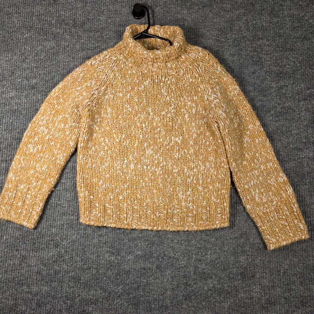 Brochu Walker Chunky Knit Sweater XS Mock Neck Marled Metallic